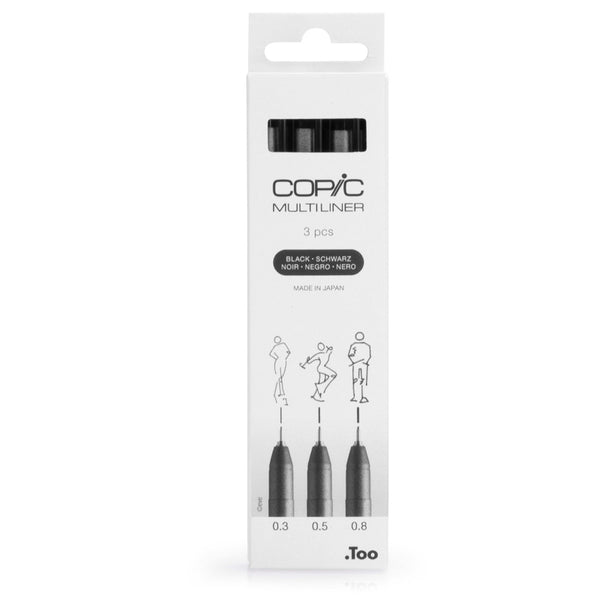 Copic Multiliner Siyah 3'lü Set — 0.3 / 0.5 / 0.8 mm