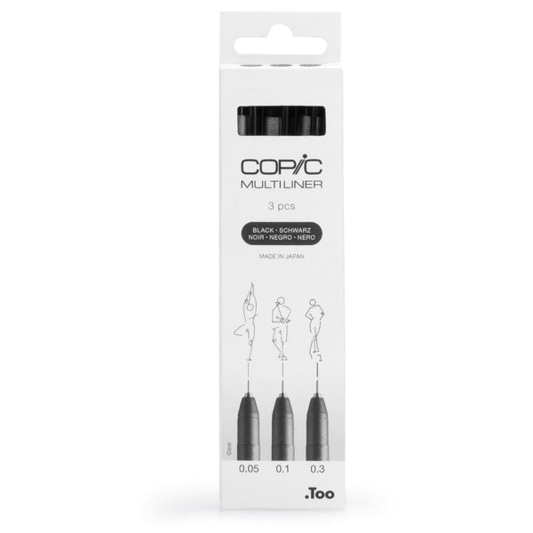 Copic Multiliner Siyah 3'lü Set — 0.05 / 0.1 / 0.3 mm