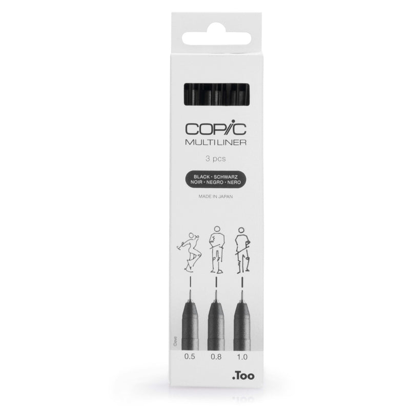 Copic Multiliner Siyah 3'lü Set — 0.5 / 0.8 / 1.0 mm