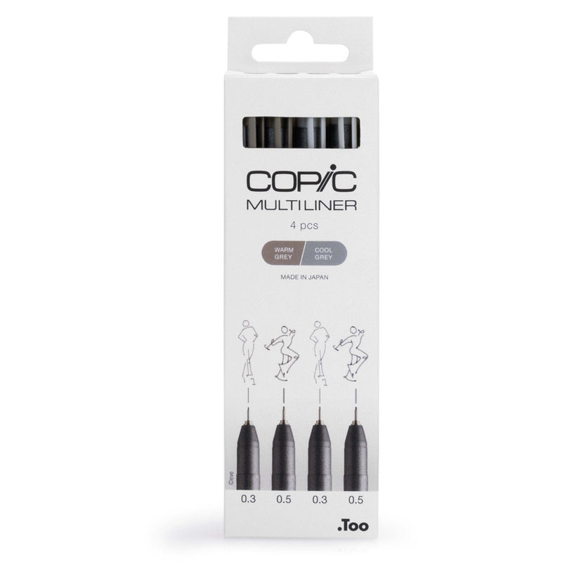 Copic Multiliner 4'lü Set — Warm Grey & Cool Grey 0.5mm