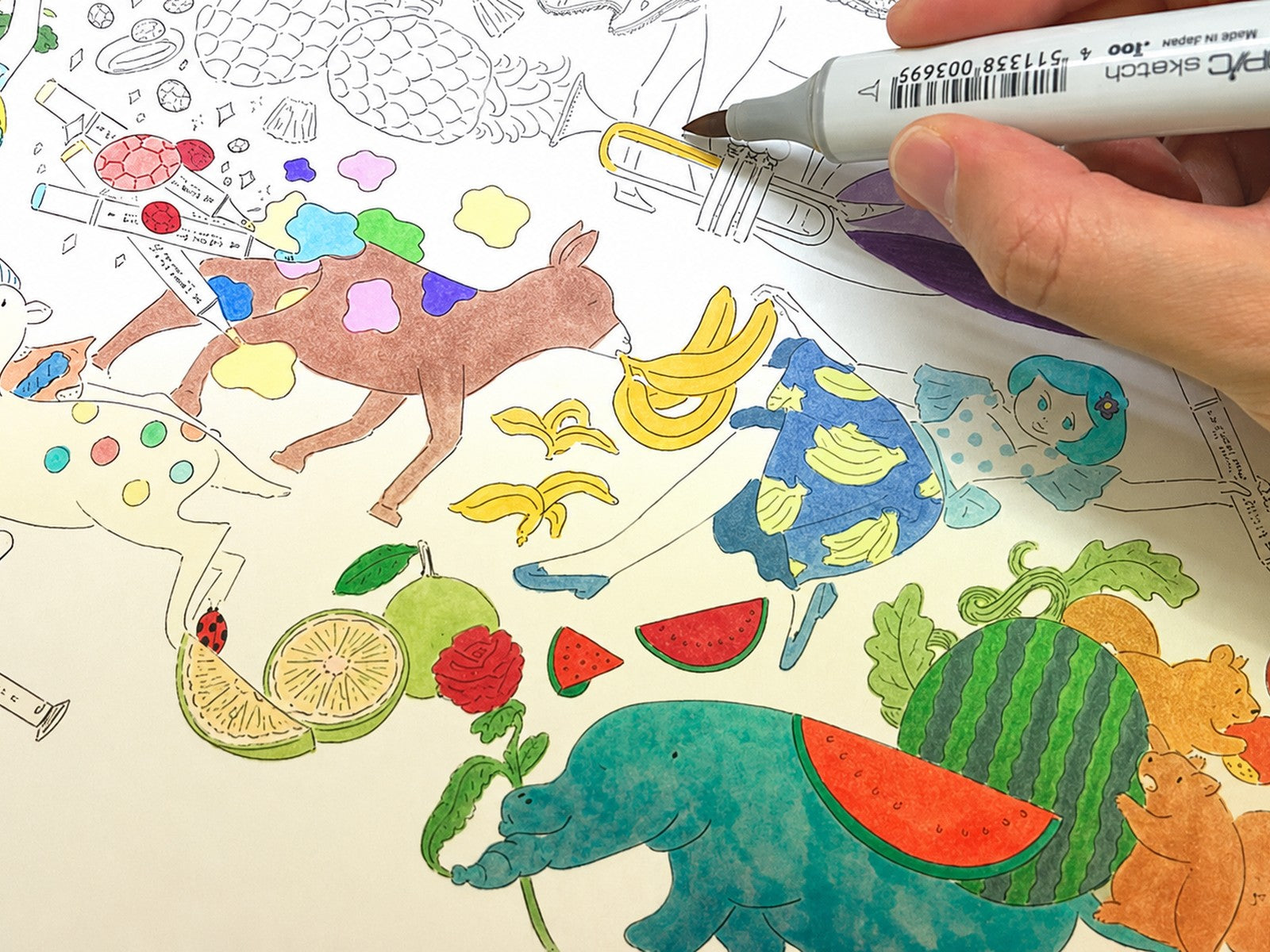 Copic Sketch markörle renklendirilen detaylı illüstrasyon