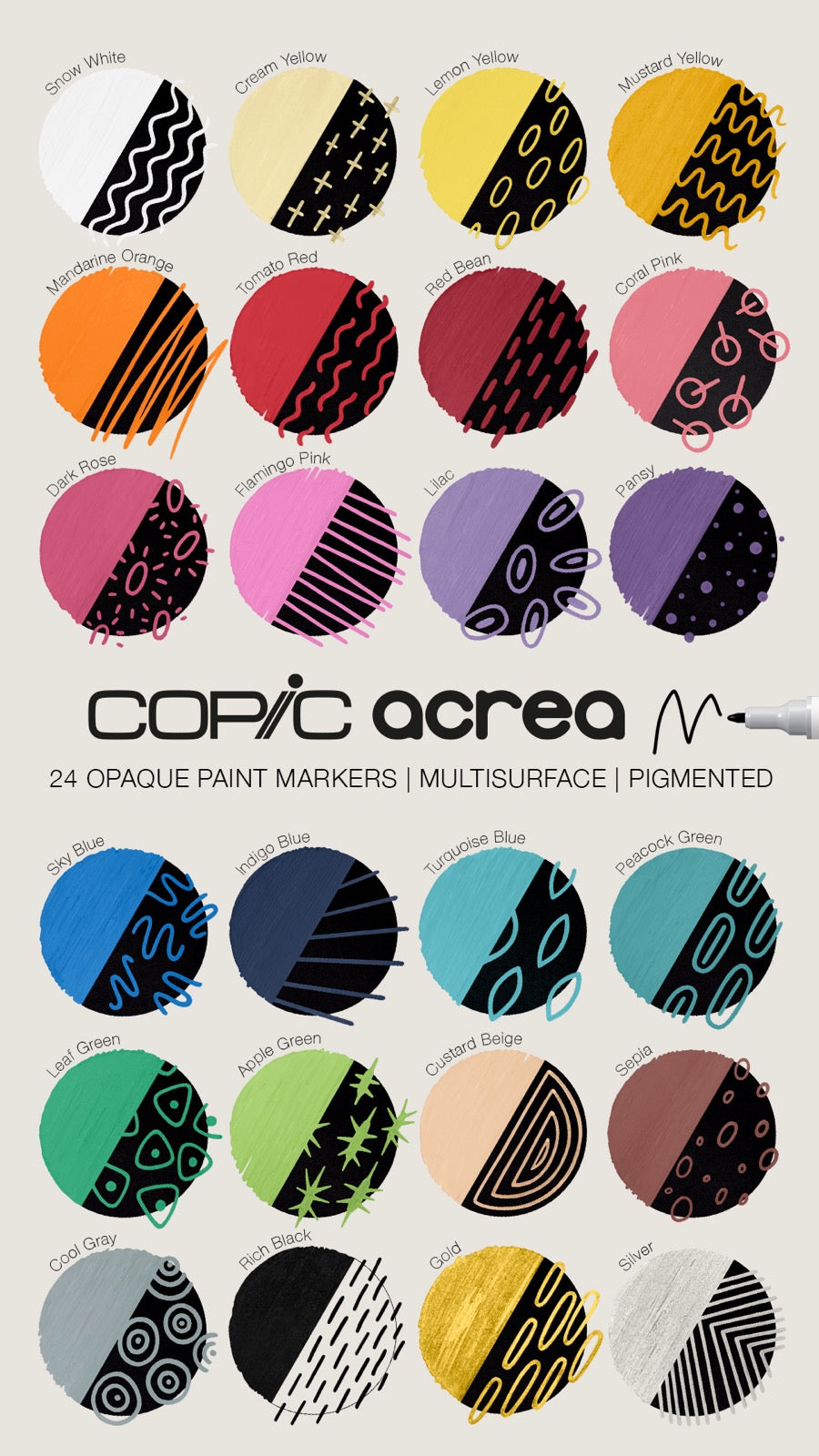 Copic acrea renk kartı