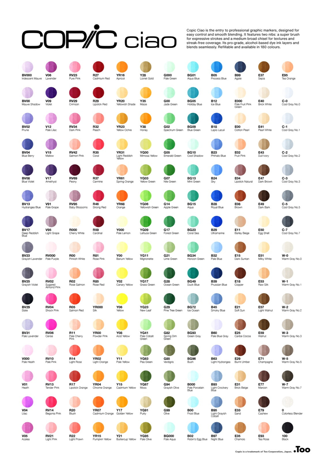 Copic Ciao renk kartı