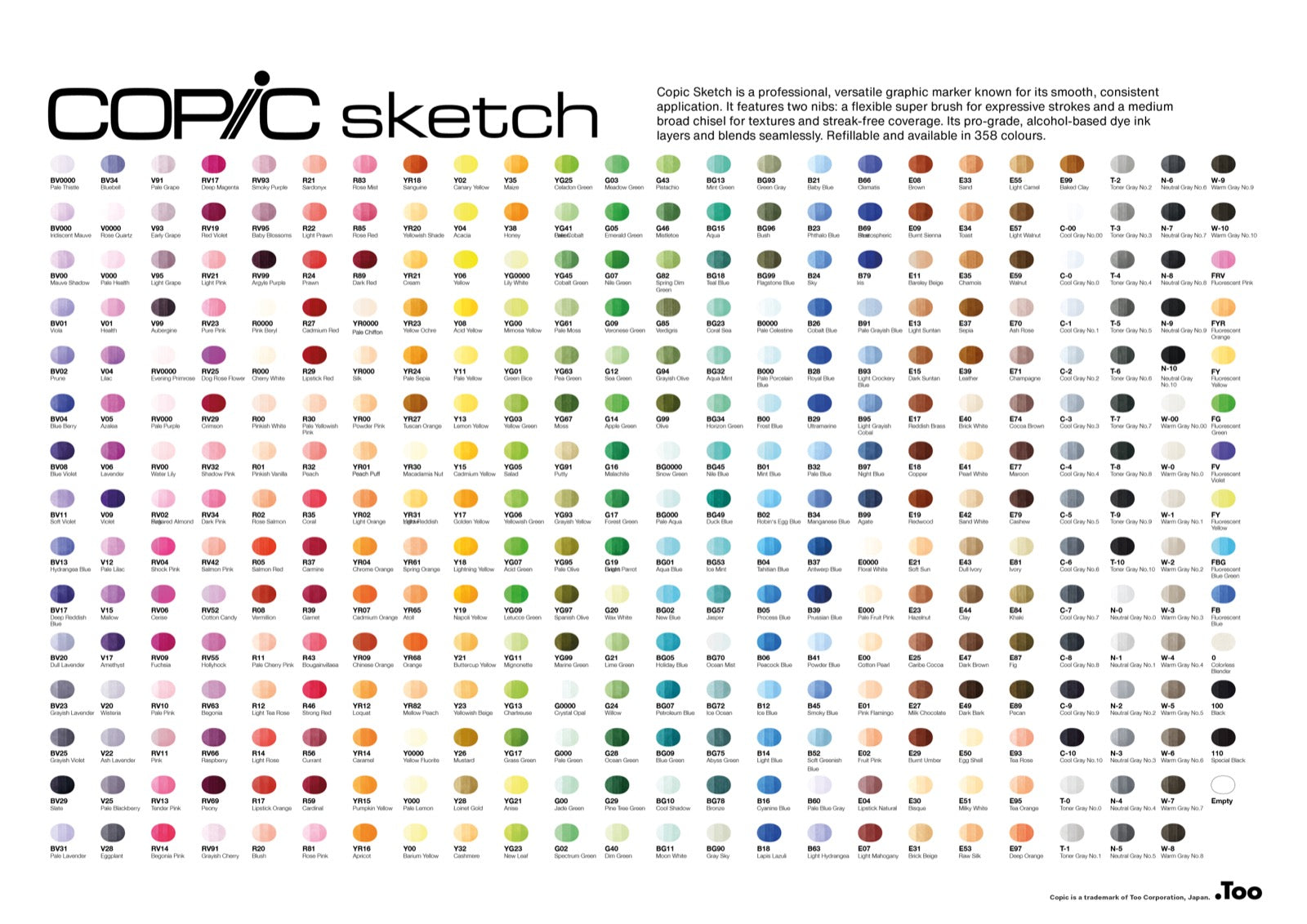 Copic Sketch renk kartı 2/2